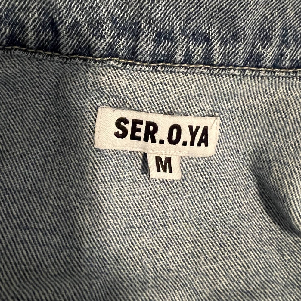 SER.O.YA Oversized Unisex Ryan distressed denim jacket. Men’s M / Women’s L - Picture 5 of 9
